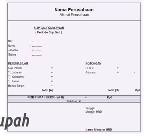 contoh slip gaji karyawan btn terbaru