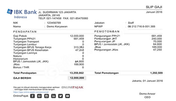 contoh slip gaji karyawan bank ibk indonesia